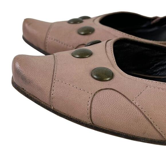 Joe Sanchez Womens Blush Leather Pumps Studded Chunky Heels Point Toe Shoes 40/9 - Picture 8 of 16